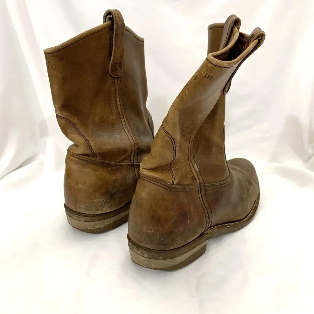 Red Wing Pecos Nailseat 1155 Brown Vintage Pull on Roper Work BOOTS 12 D USA